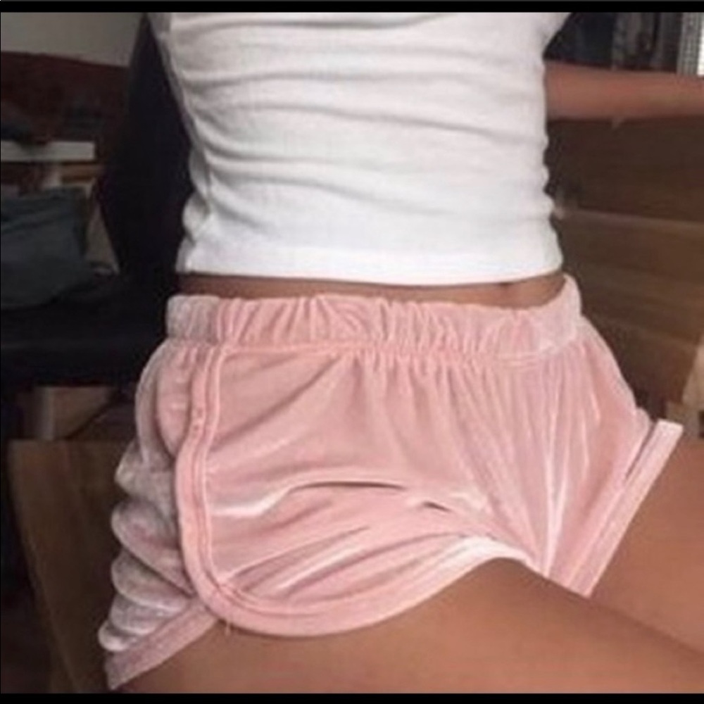 Brandy Melville Pink Velvet Shorts NWOT 🌸